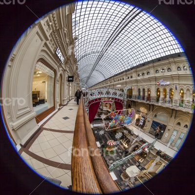 Moscow,Complete circular fisheye view of the trading floor