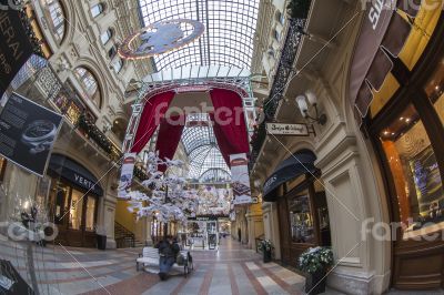 Moscow, GUM shop trading floor of by fisheye view