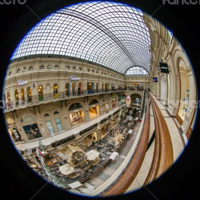 Moscow,Complete circular fisheye view of the trading floor