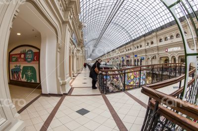 Moscow GUM shop trading floor of by fisheye view