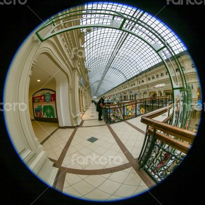 Moscow,Complete circular fisheye view of the trading floor