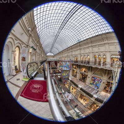 Moscow,Complete circular fisheye view of the trading floor