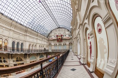 Moscow GUM shop trading floor of by fisheye view