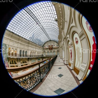 Moscow,Complete circular fisheye view of the trading floor