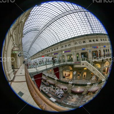 Moscow,Complete circular fisheye view of the trading floor