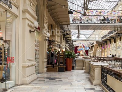 Moscow GUM shop trading floor of by fisheye view