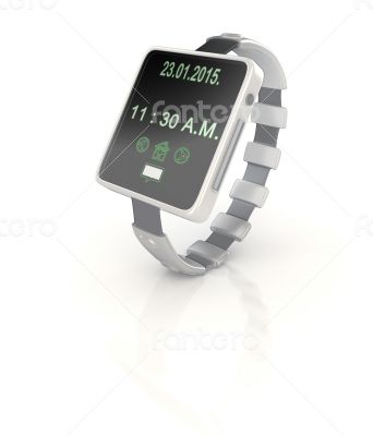3d shinny and glossy smart watch render on white