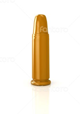 3d shiny and glossy bullet isolated on white 