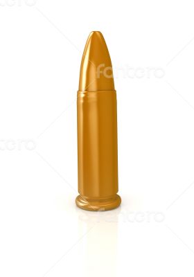 3d shiny and glossy bullet isolated on white 