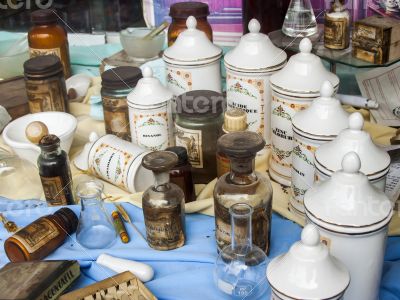 Istanbul. Show-window of a historical drugstore