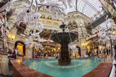 Moscow, Russia,  GUM shop trading floor of by fisheye view