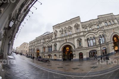 Moscow, Nikolskaya Street of by fisheye view