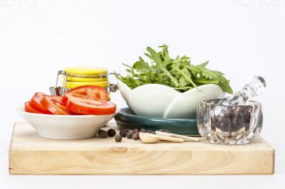 Black pepper and vegetables for salad