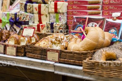 Moscow,  GUM, f counter with pastries and sweets