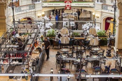 Moscow, GUM. Cafe in a trading floor of the GUM