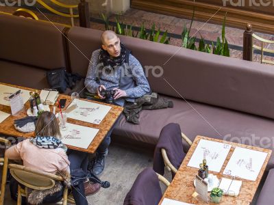 Moscow, GUM. Cafe in a trading floor of the GUM