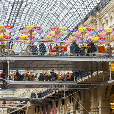 Moscow, GUM. Cafe in a trading floor of the GUM