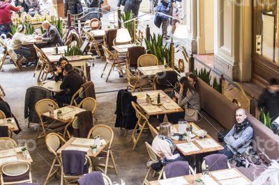 Moscow, GUM. Cafe in a trading floor of the GUM Moscow, GUM. Cafe in a trading floor of the GUM