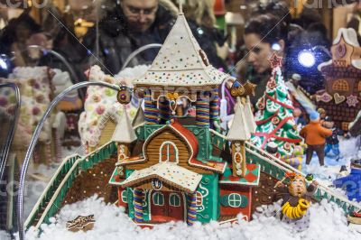 A gingerbread lodge at the Christmas exhibition