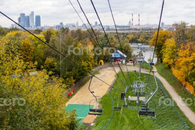 Moscow, Vorobyovy Gory. A ropeway on a slope