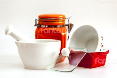 Multi-colored ceramic kitchen ware