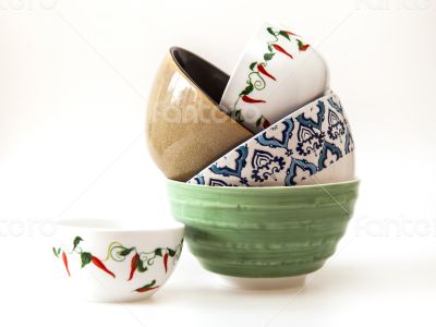 Multi-colored ceramic kitchen ware