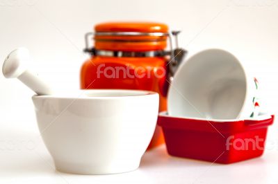 Multi-colored ceramic kitchen ware