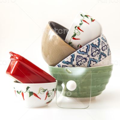 Multi-colored ceramic kitchen ware