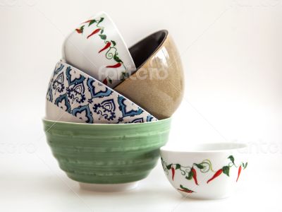 Multi-colored ceramic kitchen ware