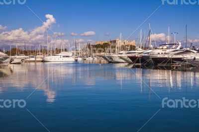 Антиб, France. A view of yachts in city port Антиб, France. A view of yachts in city port