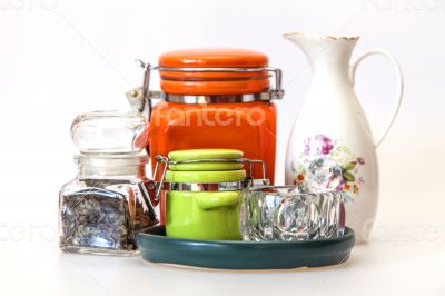 Multi-colored ceramic kitchen ware