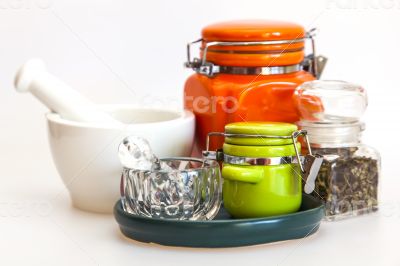 Multi-colored ceramic kitchen ware