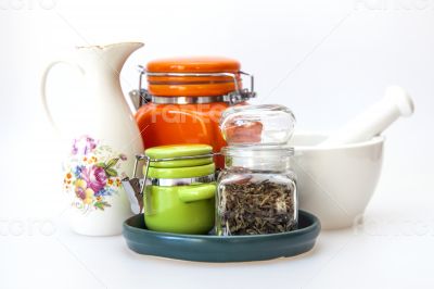 Multi-colored ceramic kitchen ware