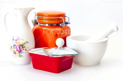 Multi-colored ceramic kitchen ware