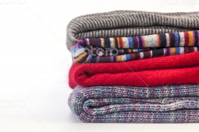 Pile of cashmere products on a counter