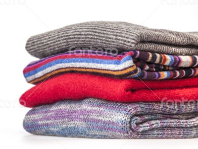  Pile of cashmere products on a counter