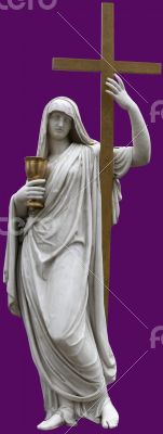  marble St. Mary with Holy Cross figurine