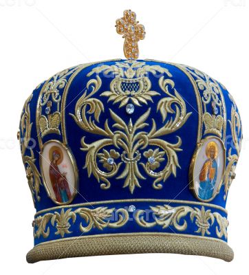 Blue mitre  solemn headgear of the orthodox bishop