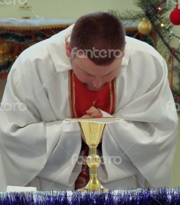 Roman catholic pastor praying in dome