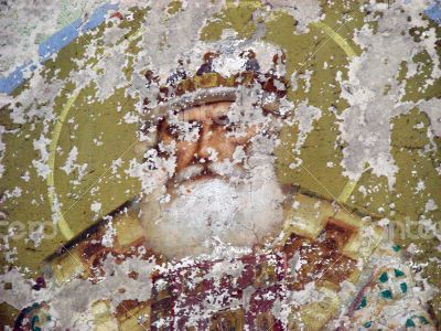 Destructed religious wall painting Destructed religious wall painting