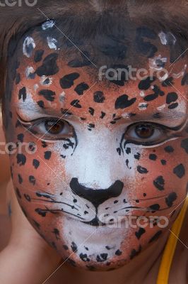 girl kid face with painted panther