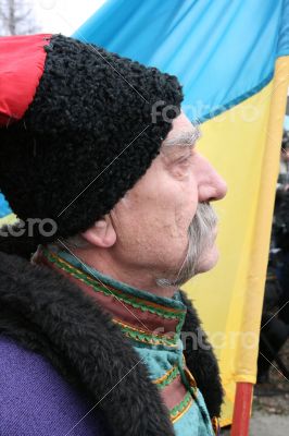 ukrainian Cossack with long gray whiskers