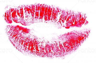 Red lips kiss print