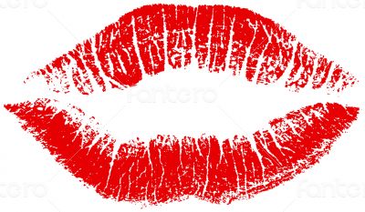 Red lips kiss print