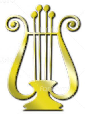 Isolated gold lyre Isolated gold lyre