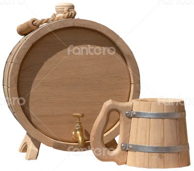 elegant handmade barrel and beer mug