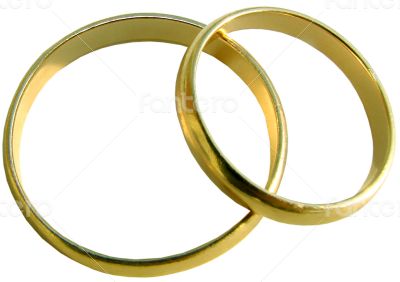 Two isolated wedding gold rings