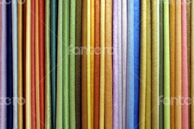 Row of colored textile materials