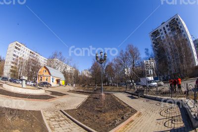 Pushkino, Russia, spring landscape