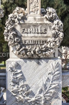 Nice, France. Gravestone monuments on a city cemetery